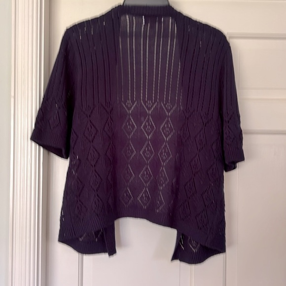 Travel Pointelle Cardigan Sweater Knit Signature Robbie Bee Petite PL Like New - Picture 3 of 11